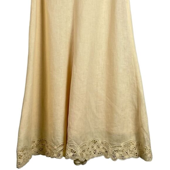Vintage‎ Talbots Irish Linen Dress Size 8 Butter Yellow Sleeveless Lace - Picture 3 of 9